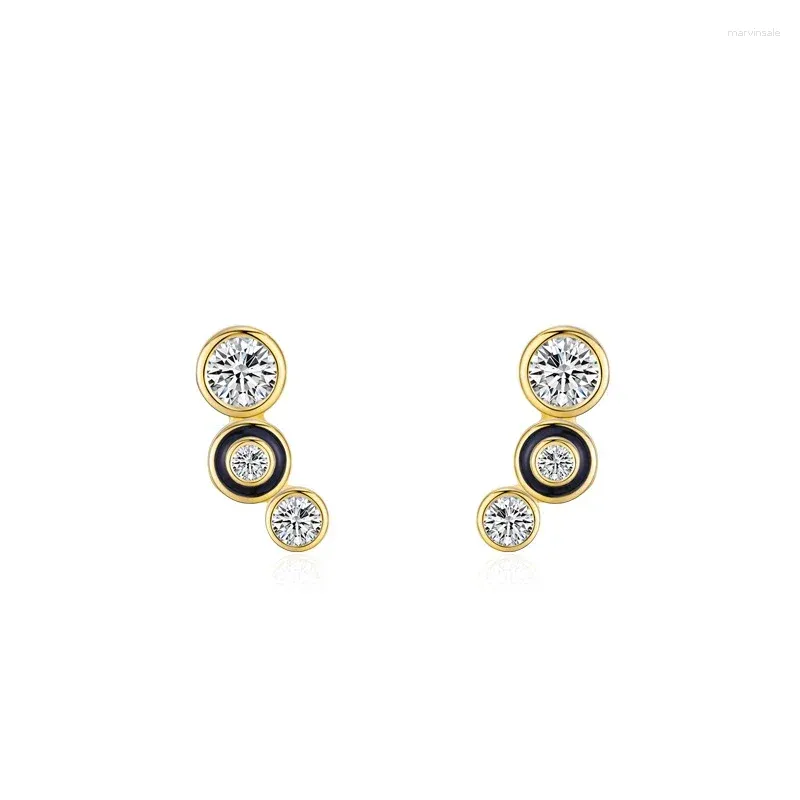 Boucles d'oreilles STL Design minimaliste en argent sterling S925, bulle ronde noire, délicate et de niche pour femmes