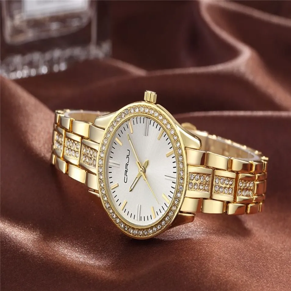 CRRJU Top marque montres Quartz strass montres étanche montre pour femme femmes montres de luxe Relogios feminino215j