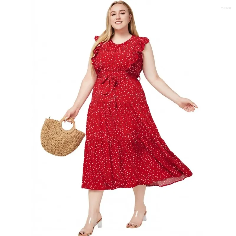 Casual Dresses 2024 Spring Summer 4xl 5xl Plus Size Elegant Pleated Office Lady Dress Women's Sleeveless Red Slim Fashion Ruched Midi