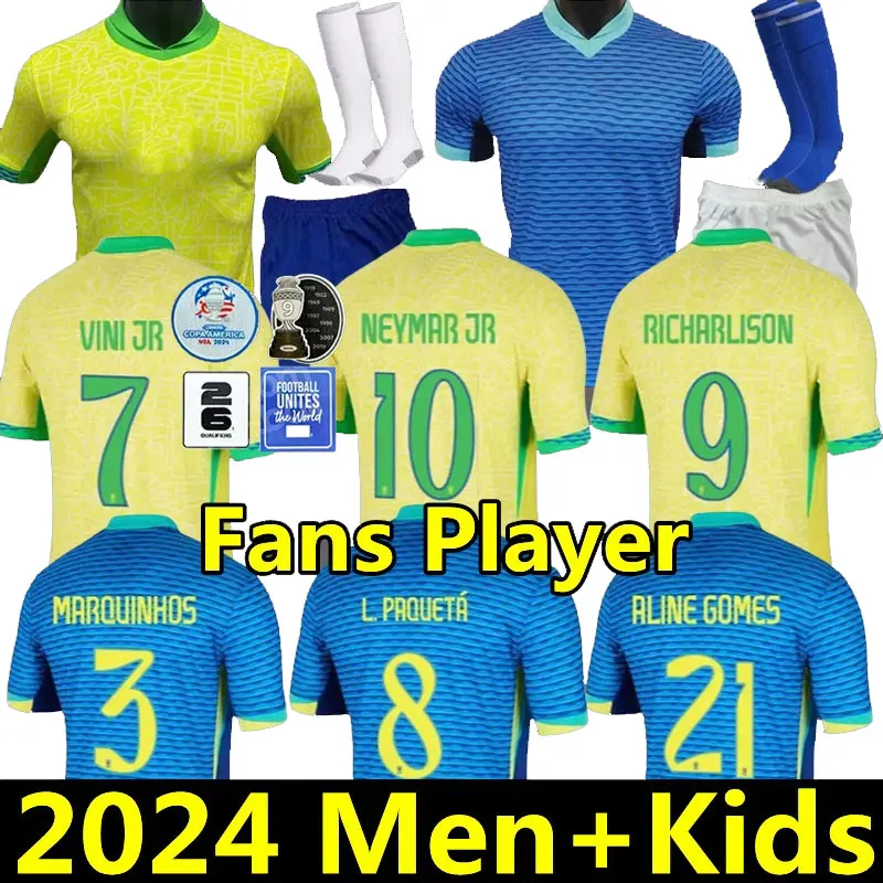 Футбольные майки Кубка Америки 2024 года Бразилии Camiseta de futbol PAQUETA RAPHINHA футбольная рубашка майо MARQUINHOS VINI JR brasil RICHARLISON МУЖЧИНЫ ДЕТИ ЖЕНЩИНЫ НЕЙМАР