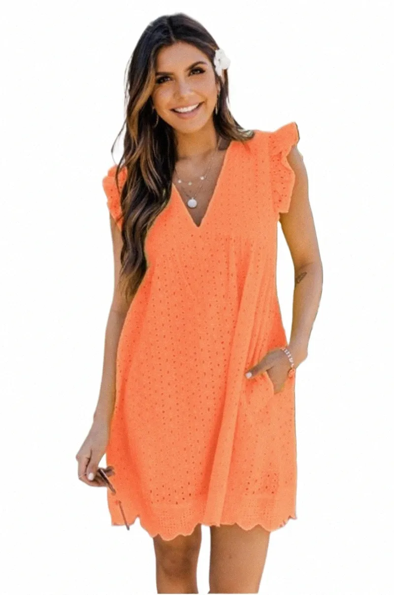 Elegant Lace Jacquard V-Neck Romper Dress - European