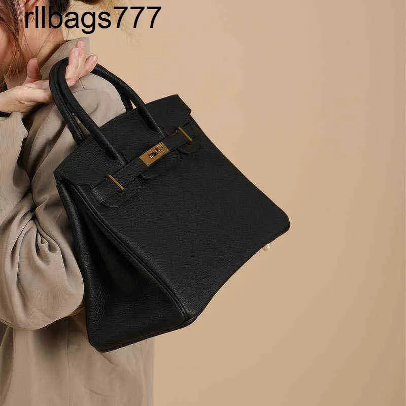 Bag Leather Bk Designer Handbag Togo Calfskin Manual Honey Wax Thread Women's Litchi Pattern Lock Portable