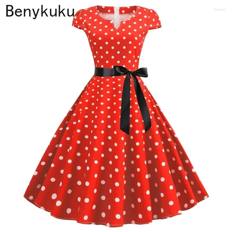 Abiti da festa Donna Abito retrò Abito vintage anni '50 anni '60 Rockabilly Pois Swing Pin Up Estate Elegante tunica Abiti casual 2024