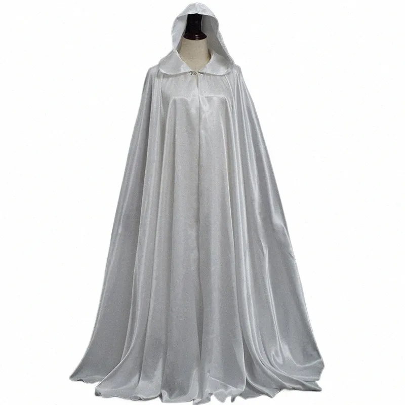 Satin Hood Cloak Wedding Wrap Halen Costumes Medieval Witch Princ Vuxen Vampire Cape Cosplay Party Cape D0me#