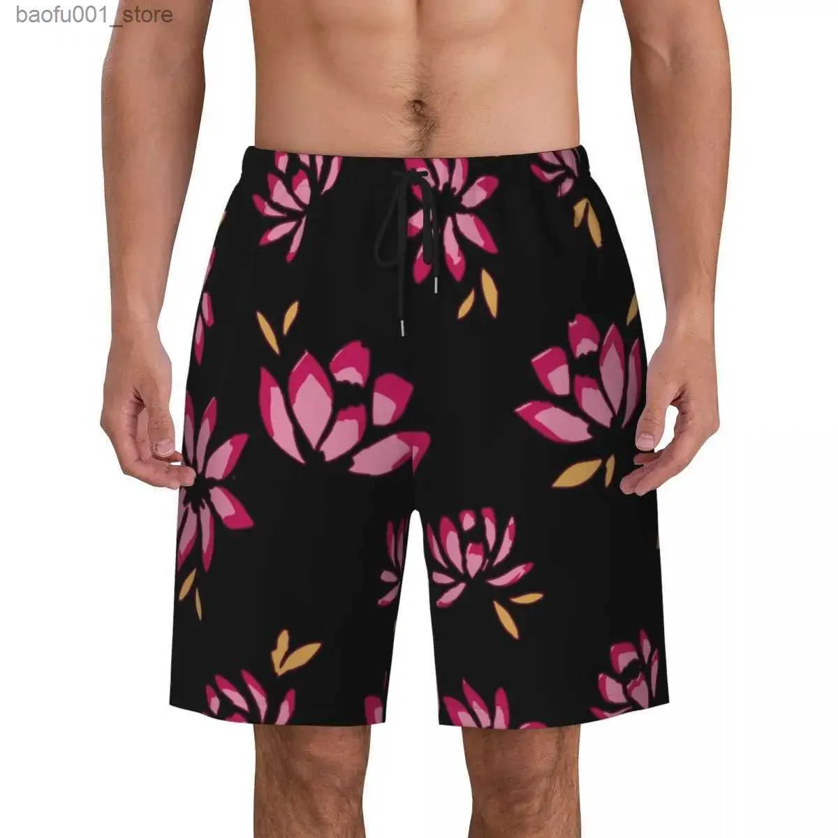 Herr shorts blomma tryck k-kate gym shorts sommar mode s-spader y2k vintage strand shorts mens kör snabbtorkning av anpassade strandbyxor q240329