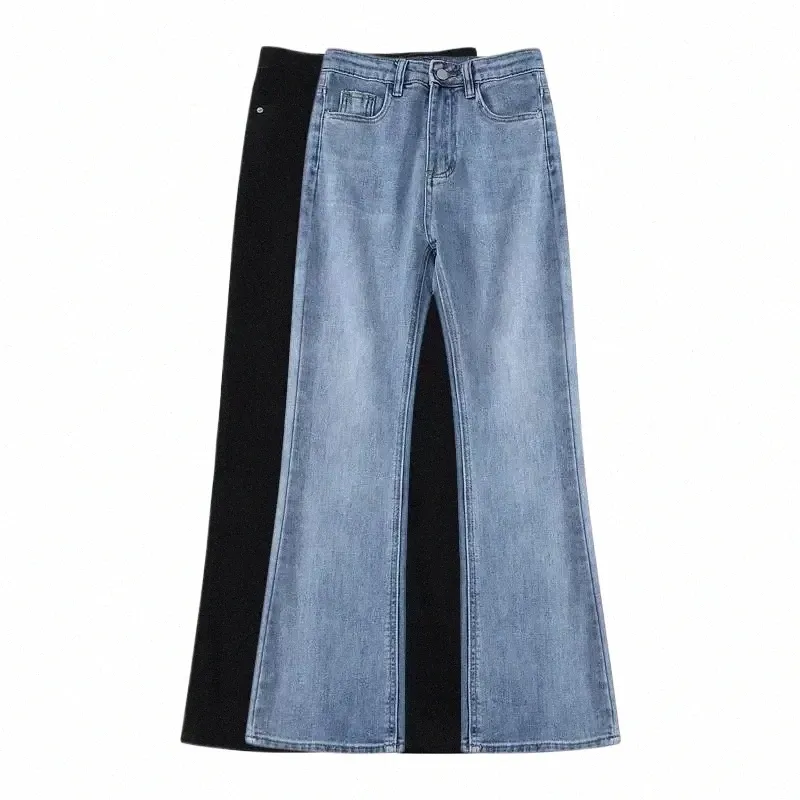 Retro męskie dżinsowe dżinsy luźne letnie klasyczne FI Casual wygodne but dżinsowe spodnie streetwearowe odzież H5 Y4GF#