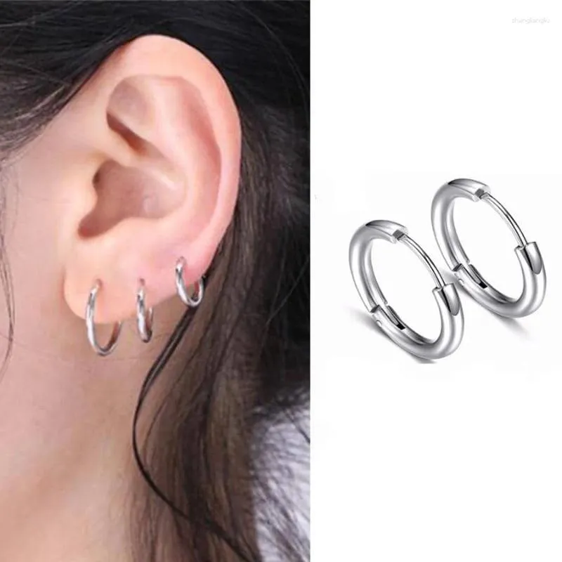 Boucles d'oreilles créoles élégantes pour hommes et femmes, en acier inoxydable, tendance, boucle d'oreille en bobine pour femmes