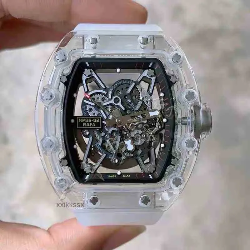 Luxury Mens Mekaniği Richa Holwatch Business Leisure RM35-02 Tam Otomatik Mekanik Mill Kristal Kılıf Bant Erkek Tasarımcı Su Geçirmez AG6G