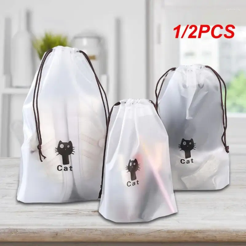 Bolsas de almacenamiento 1/2PCS Organizador de zapatos portátil Bolsa de viaje Impermeable Plástico transparente Cordón Eco