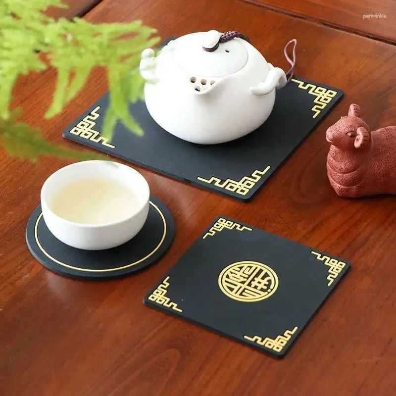 Tapetes de mesa de estilo chino, estera de Gel de sílice con aislamiento térmico, decoración ambiental creativa, juego de té antideslizante