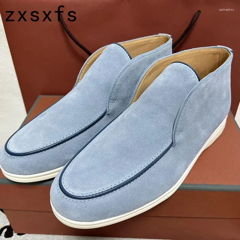 Sıradan Ayakkabı Yüksek Üstü Kidsuede Loafers Kadın Lover's Flat Ladies Slip-On kuruş sürüş erkekleri Yaz Yürüyüşü Mules 2024