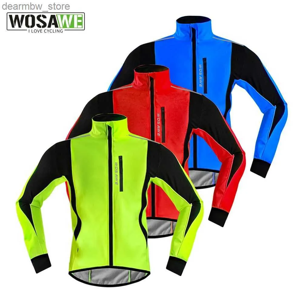 Giacche da ciclismo WOSAWE Giacca da ciclismo invernale riflettente in pile Maglia da bici calda Antivento Impermeabile MTB Abbigliamento da bici da strada Cappotto soft shell24329