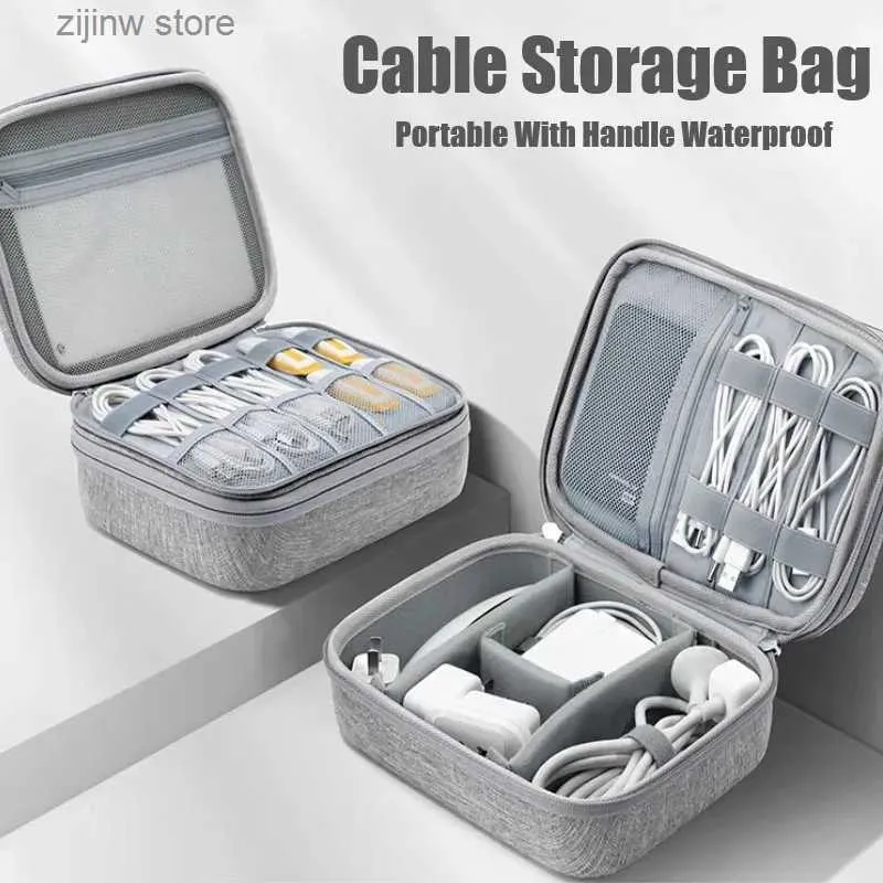 Annan hemlagringsorganisation Portable Digital Storage Bag Waterproof Electronic Cable Organizer USB Data Line Charger Plug -förvaringspåse Kabel Y240319