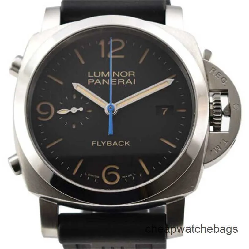 Uhr Swiss Made Panerai Sportuhren PANERAISS Mechanisch Pam 524 1950 3 Jours Chrono Flyback Edelstahl Hochwertige Automatik