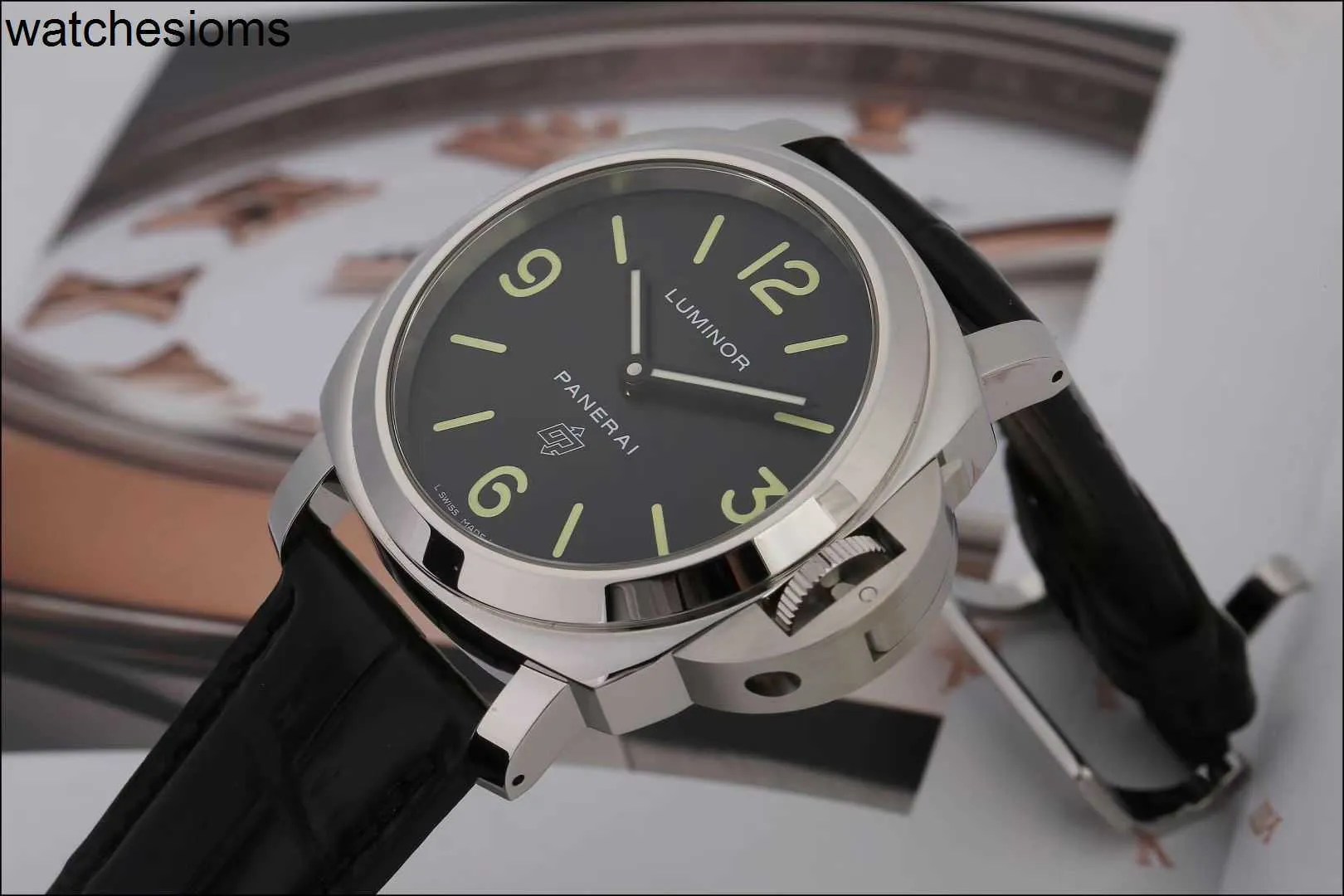 Avanadores de pulso de luxo assistem à moda Panerass Pam01000 Manual Mechanical Men's Usado Designer à prova d'água de aço inoxidável de alta qualidade