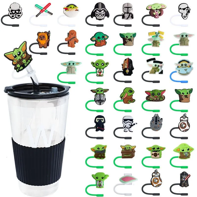 57colors science fiction green elf silicone straw toppers accessories cover charms Reusable Splash Proof drinking dust plug decorative 8mm/10mm straw party