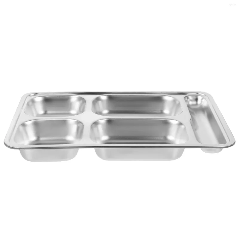 Dinnerware Sets Stainless Steel Divided Dinner Tray School Canteen Plate Dish