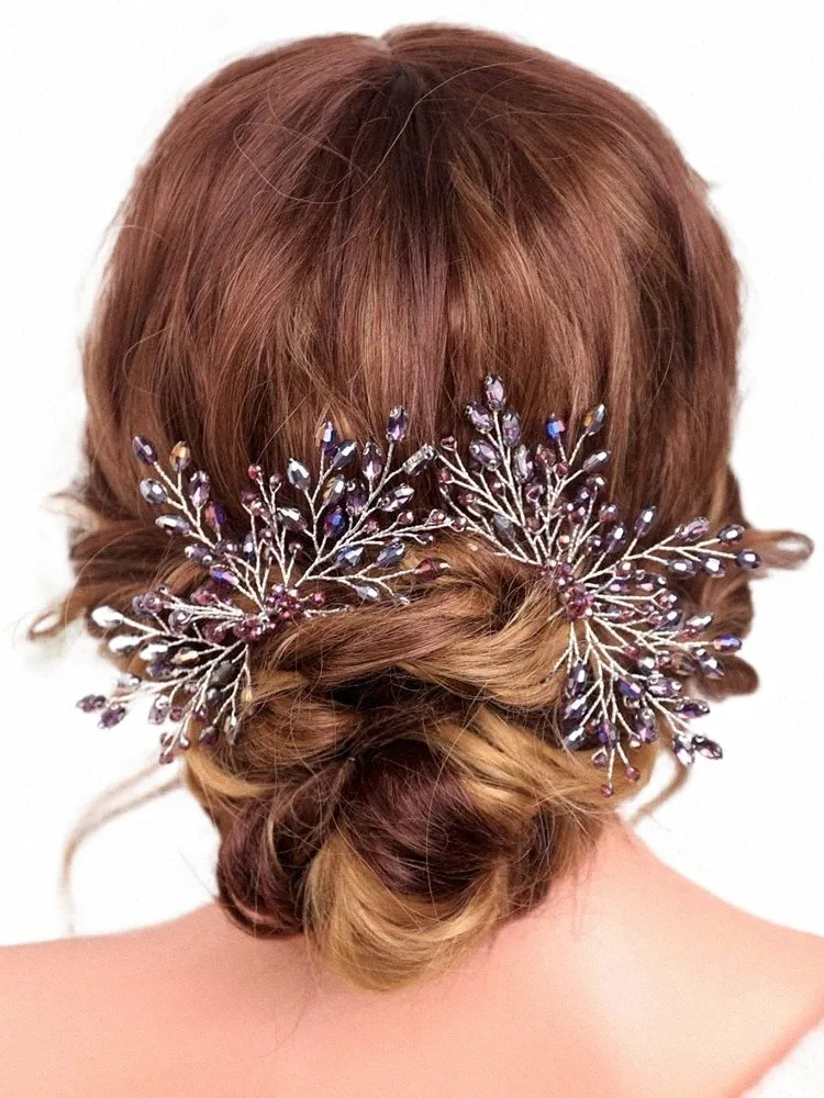 clássico vintage roxo cristal boêmio headdr jantar festa pinos de cabelo banquete casamento nupcial accories h5bx #