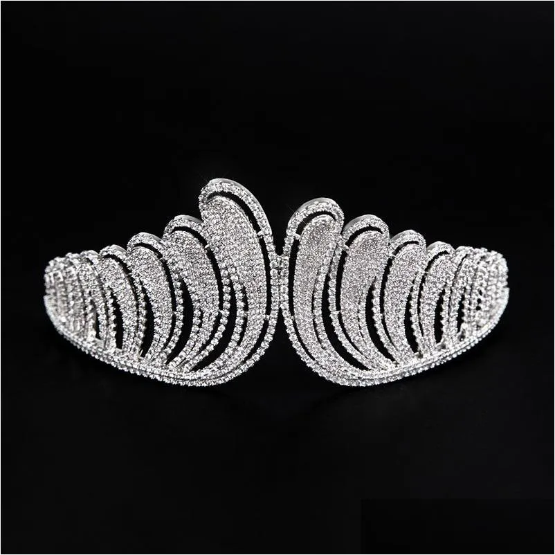 Jóias de cabelo de casamento coroa de penas de luxo para mulheres headpiece nupcial tiaras acessórios noivado baile presente de aniversário entrega h dhwsz