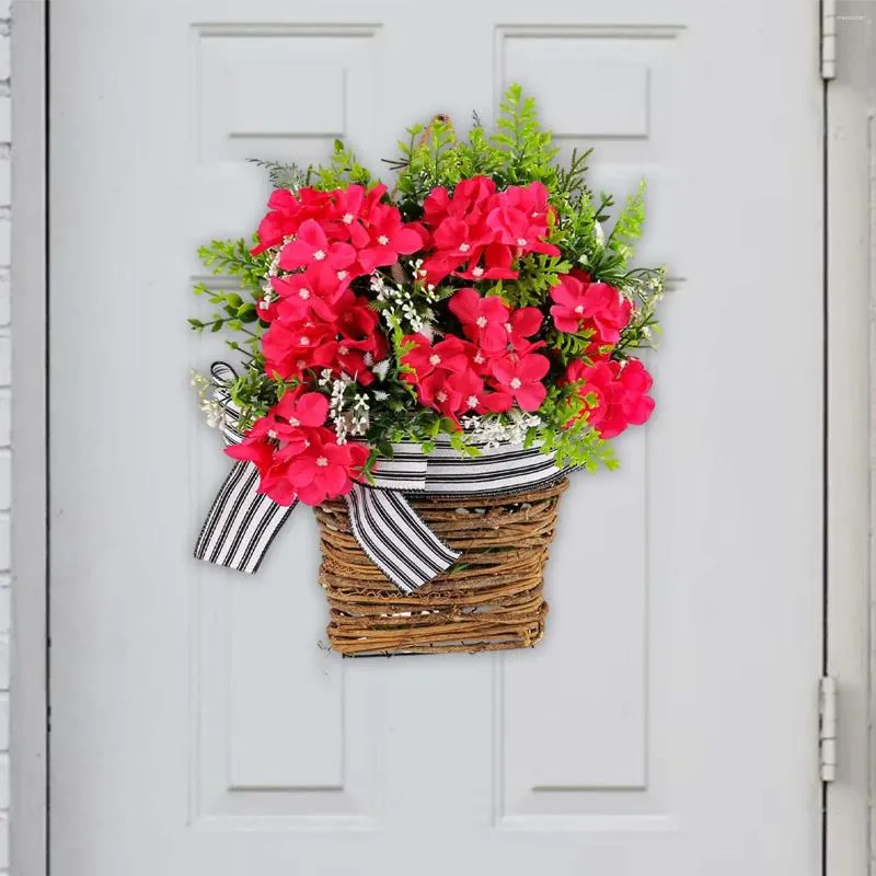 Fleurs décoratives porte d'entrée panier suspendu couronne balcon porche printemps artificiel