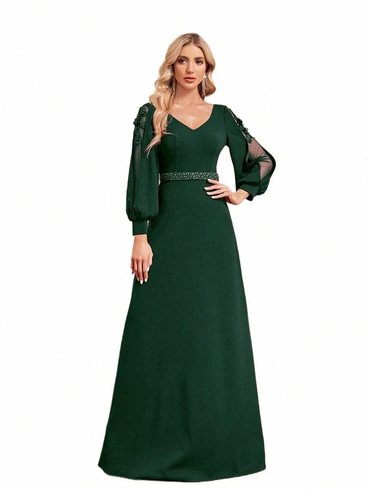 green emerald velvet dress High Neck Long Sleeves Pleated Sleek A-Line Mother of Bride Dress  Loveiss