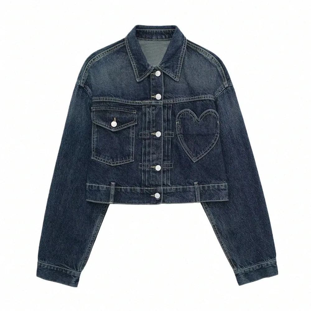 2024 женская новая джинсовая куртка с карманом в форме сердца, куртка l8iy #