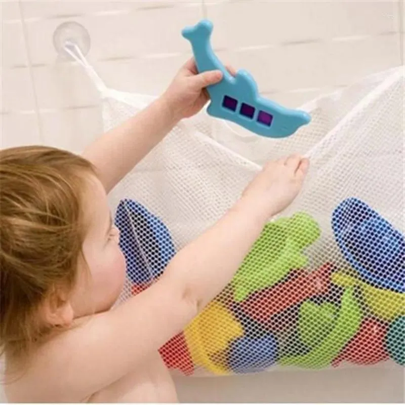 Aufbewahrungstaschen Baby Badezimmer Tasche Mesh Net Badewanne Saug Mode Kinder Bad Tragbare Spielzeug Organizer Halter 1 Stück