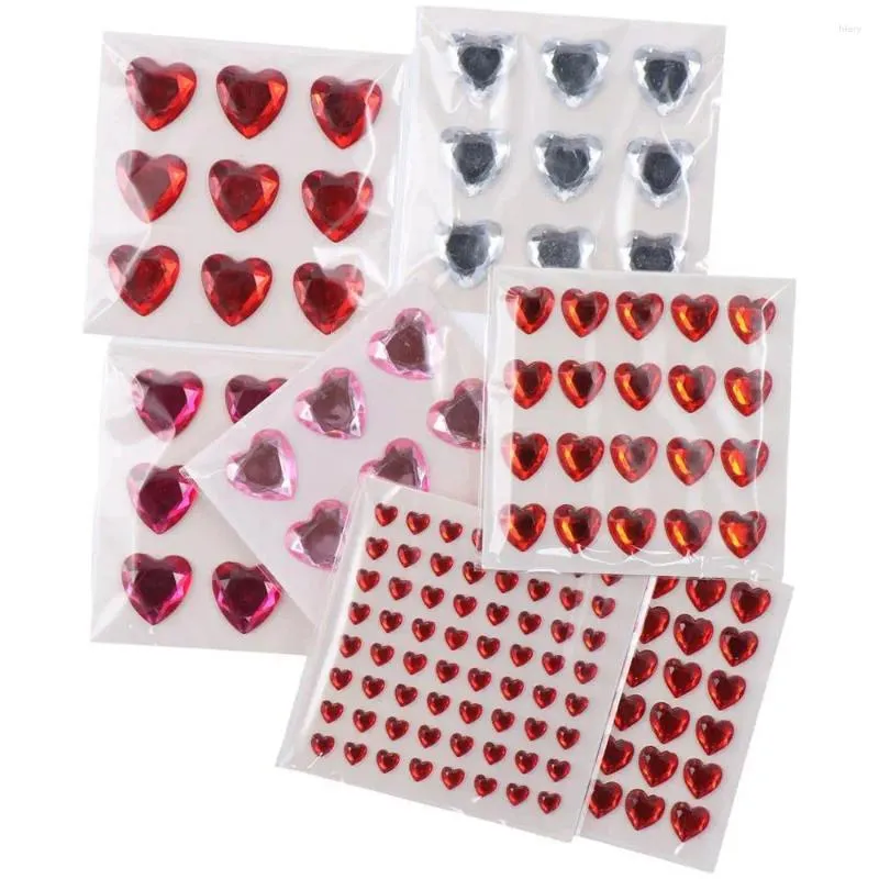 Envoltório de presente vermelho rosa série coração adesivos flat-back glitter acessórios de cristal dia dos namorados
