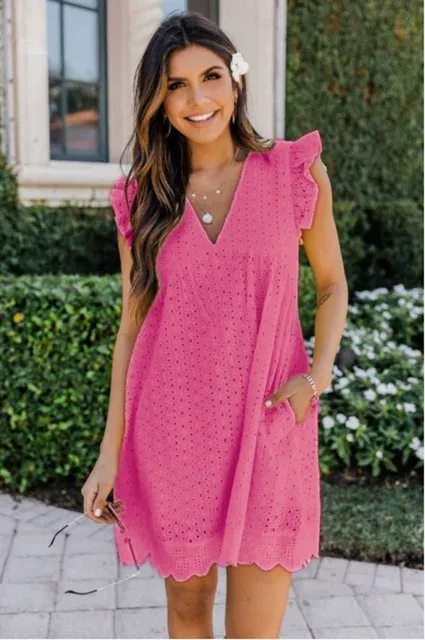Elegant Lace Jacquard V-Neck Romper Dress - European