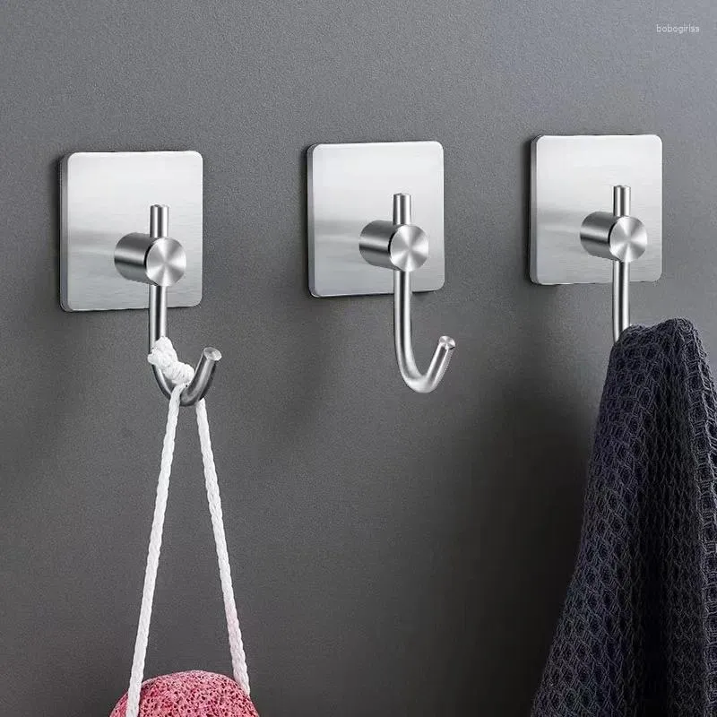 Krokar självhäftande hemtillbehör virkning nyckelhållare badrum dörrhängare tillgänglig i flera handdukar i rostfritt stål