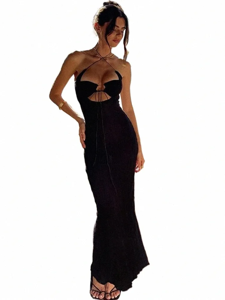 Halter Lace Maxi Dress for Women with Hollow Back and Watteau Hemline, 3/4  Long Sleeve, Summer Beach Party from Dhgate Boutique Wedding Dresses -  price 1247.32