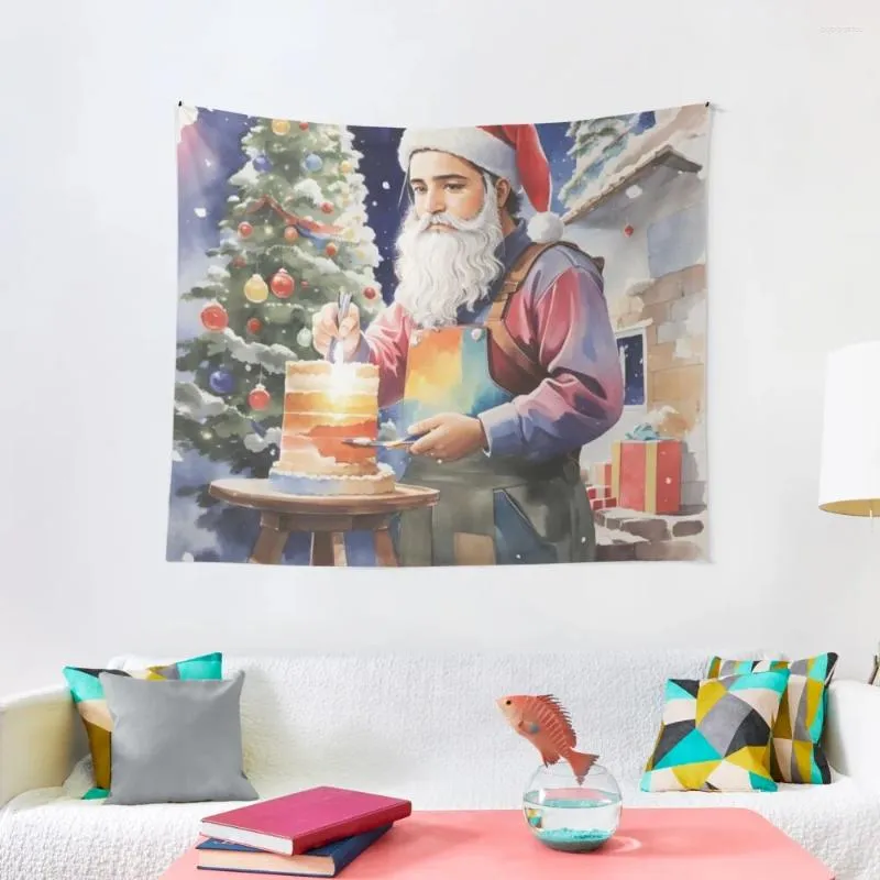 Wandtapijten Kerst aquarel tapijt kamer decor muur hangende decoraties esthetiek huis