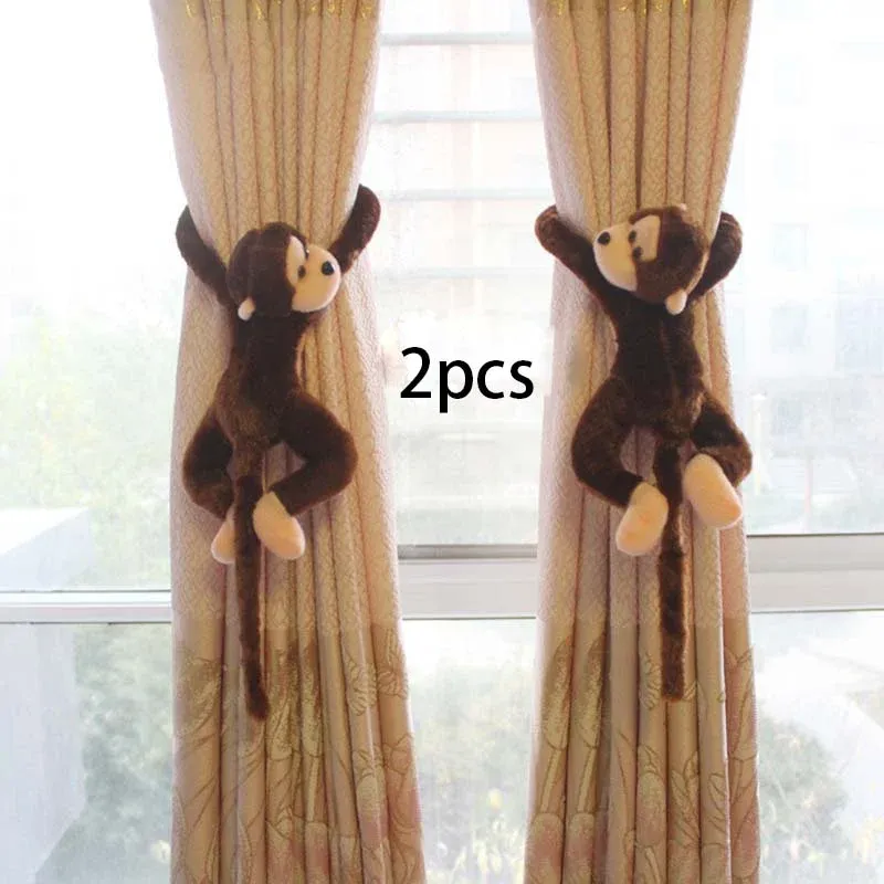 Аксессуары: плюшевый ремень для штор с мультяшной обезьянкой, пряжка для штор с животными, зажим для ремня, веревочная пряжка с пластиковой пряжкой, подходит для различных вещей