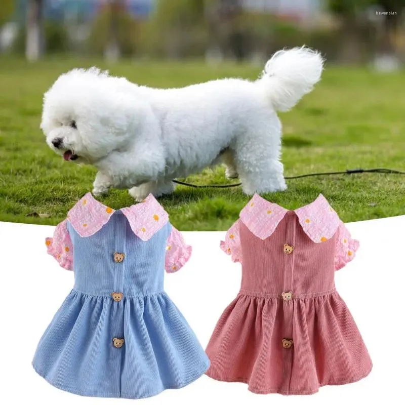 Hundkläder valp klänning husdjur bedårande prinsessa mjuk bekväm kattdräkt för vår sommar söt björn knapp tvåbens