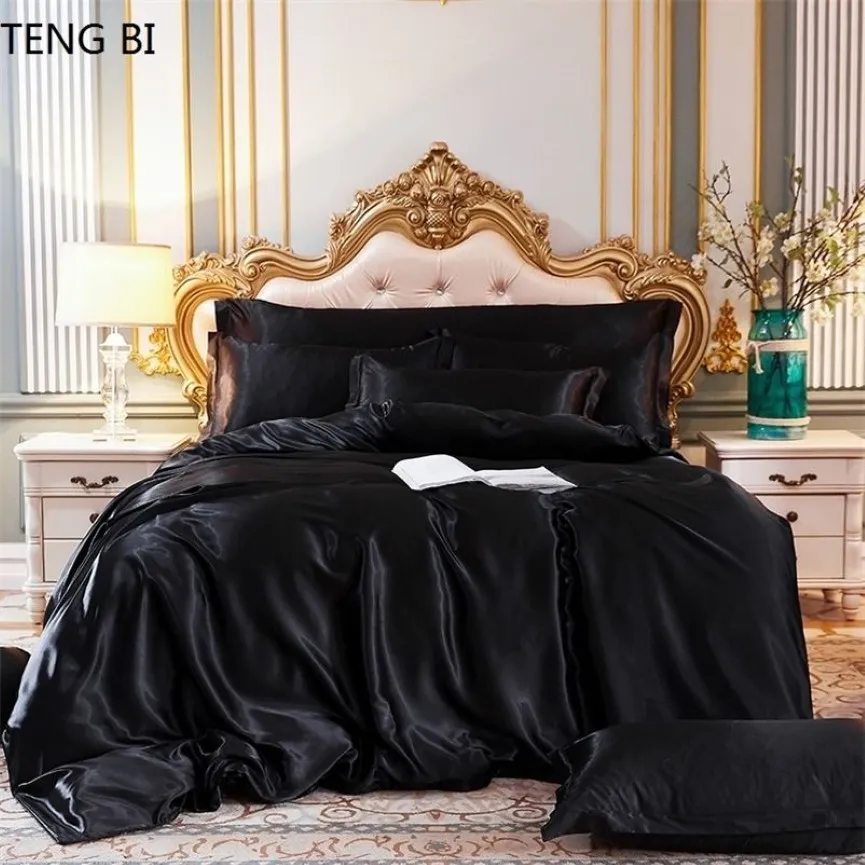 Nouveau style literie en soie ameublement mode luxe ensemble de literie housse de couette drap de lit taie d'oreiller taille King Queen Twin 20102383