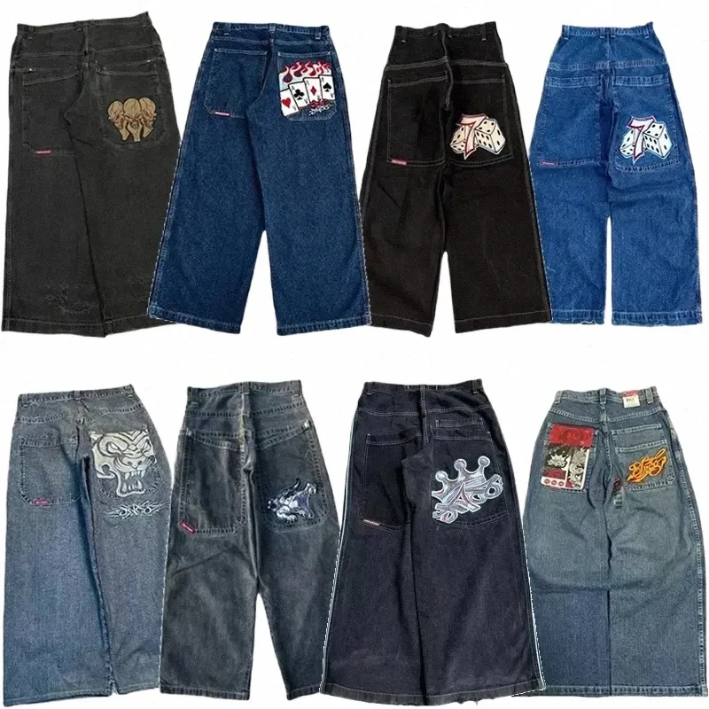 DHgate.com:Y2K Baggy Jeans: Embroidered Vintage Goth High