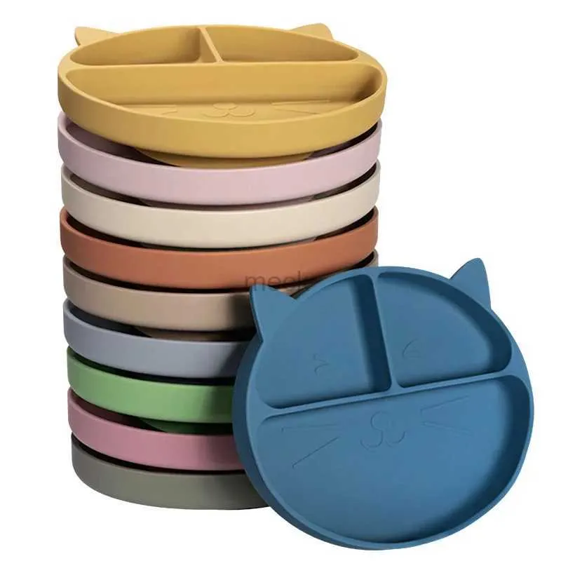 Kopjes Borden Gebruiksvoorwerpen 1PC Baby Zachte Siliconen Sucker Kom Plaat Kop Slabbetjes Lepel Vork Sets Antislip Servies Kindervoeding Gerechten BPA-vrij 240329