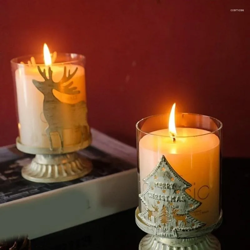 Ljushållare 67Je Vintage Distressed Reindeer Tealight Holder Set for Christmas Table Decor