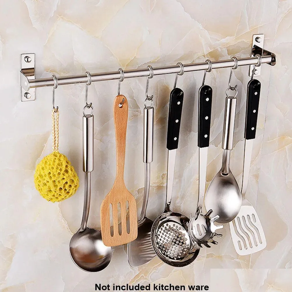 Crochets Rails 1Pc en acier inoxydable Cuisine Rack de rangement mural Pan Pot Racks Ustensiles Hanger Organisateur Accueil Drop Livraison Jardin Ho Otpew