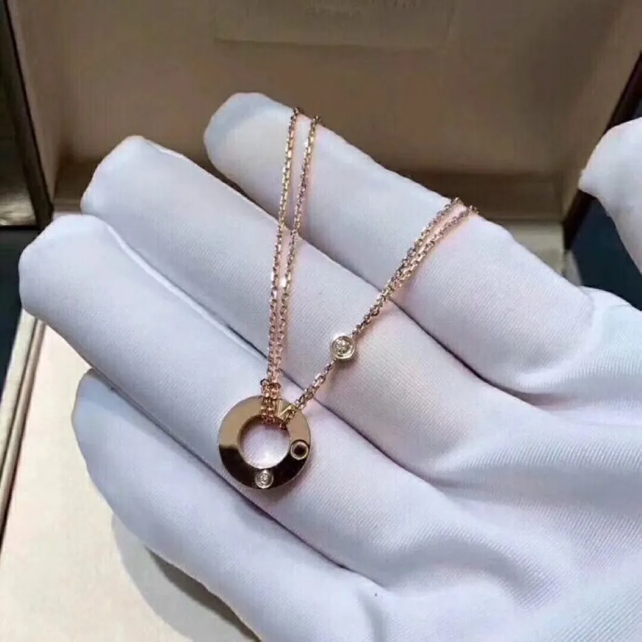 moda amore clavicola collana gioielli uomo donna doppia catena cerchio pendente per gli amanti collane firmate coppia regalo252K