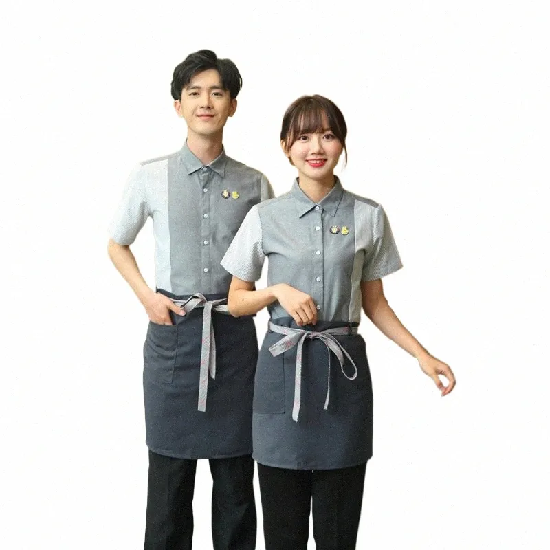 Serveur Uniforme À Manches Courtes Restaurant Fast Food Shop Restaurant Chinois Serveur Uniforme Restauration Salon De Thé Vêtements De Travail S6qJ #