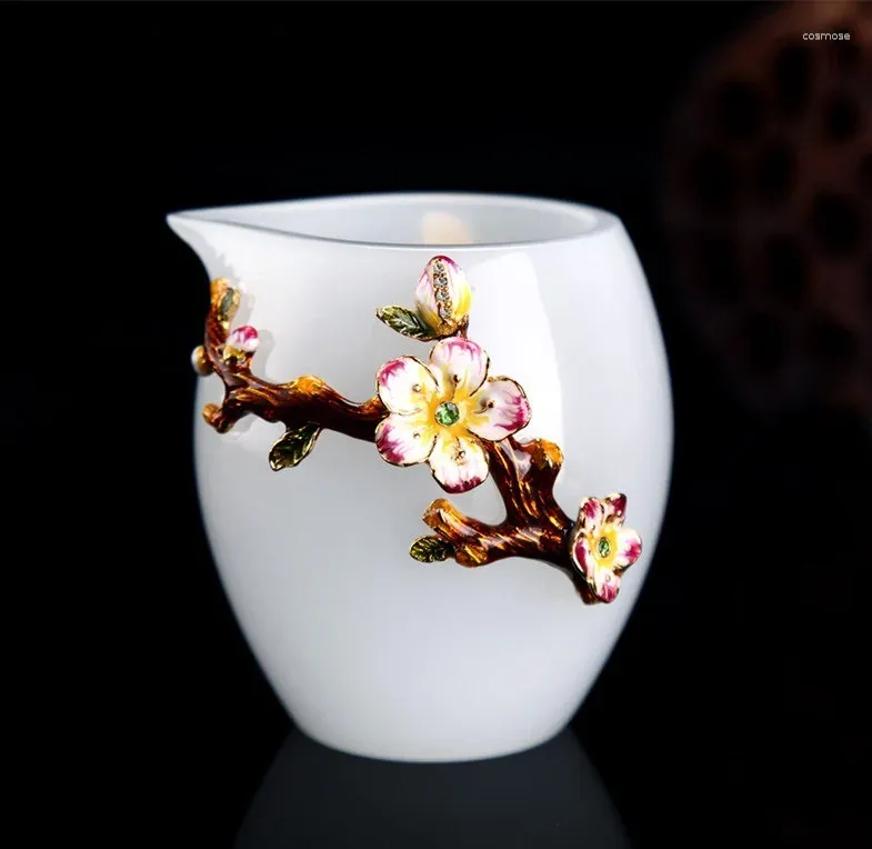 Teaware Sets Thickened Glass Tea Serving Pot Pitcher Colored Glaze Fair Cup White Porcelain Jade Set