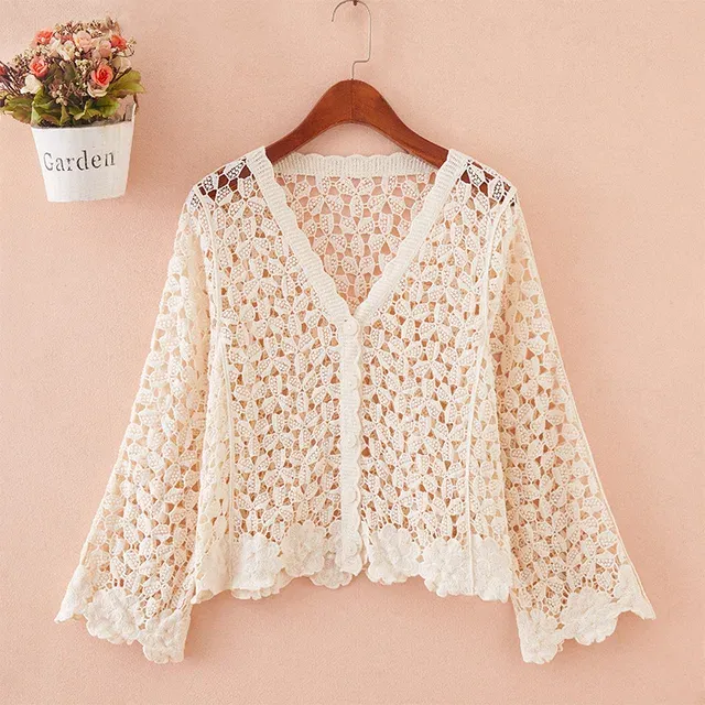 トップス FRONT WAVE CROCHET KNIT CARDIGAN DHgate.com:Womens Crochet Knitted Sheer Cardigan Sweater