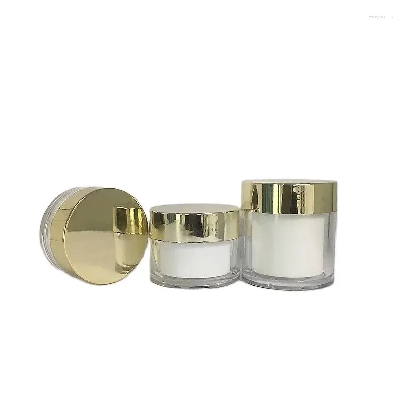 Storage Bottles 20Pcs Skincare Cream Jars 20G 30G 50G Clear Double Layers PS Plastic Containers Refillable Gold Lid Empty Cosmetic Pots