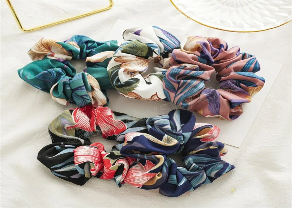 Vintage floral scrunchies boêmio grande flor tecido de borracha feminino elástico faixas de cabelo goma para acessórios de cabelo 6495910