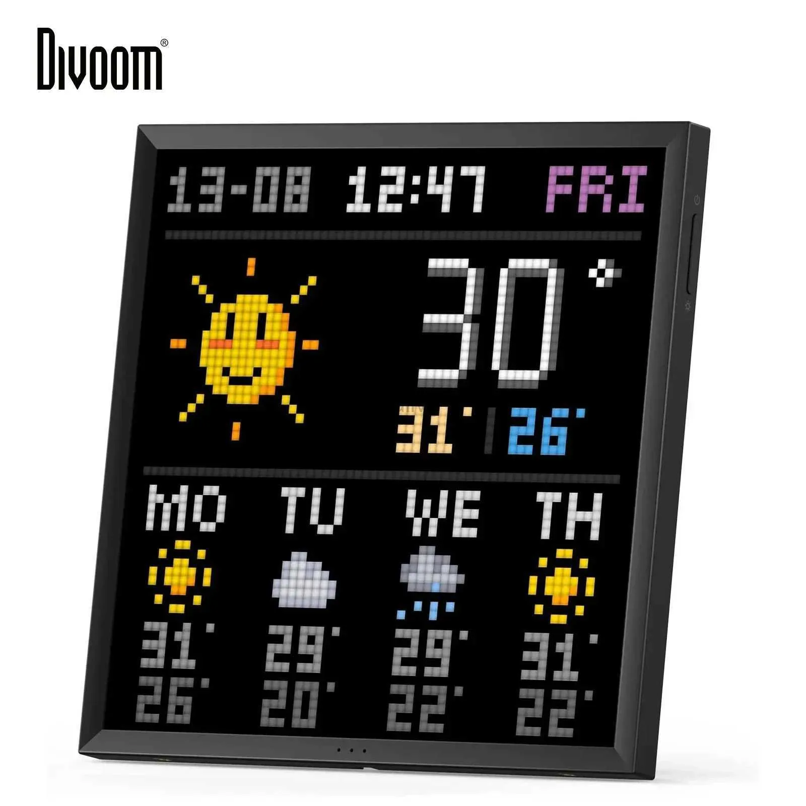 Digitala fotoramar Divoom Pixoo 64 Digital fotoram med 64*64 Pixel Art LED Light Picture Photo Frame Display Board Light Home Wall Alarm Clock 24329