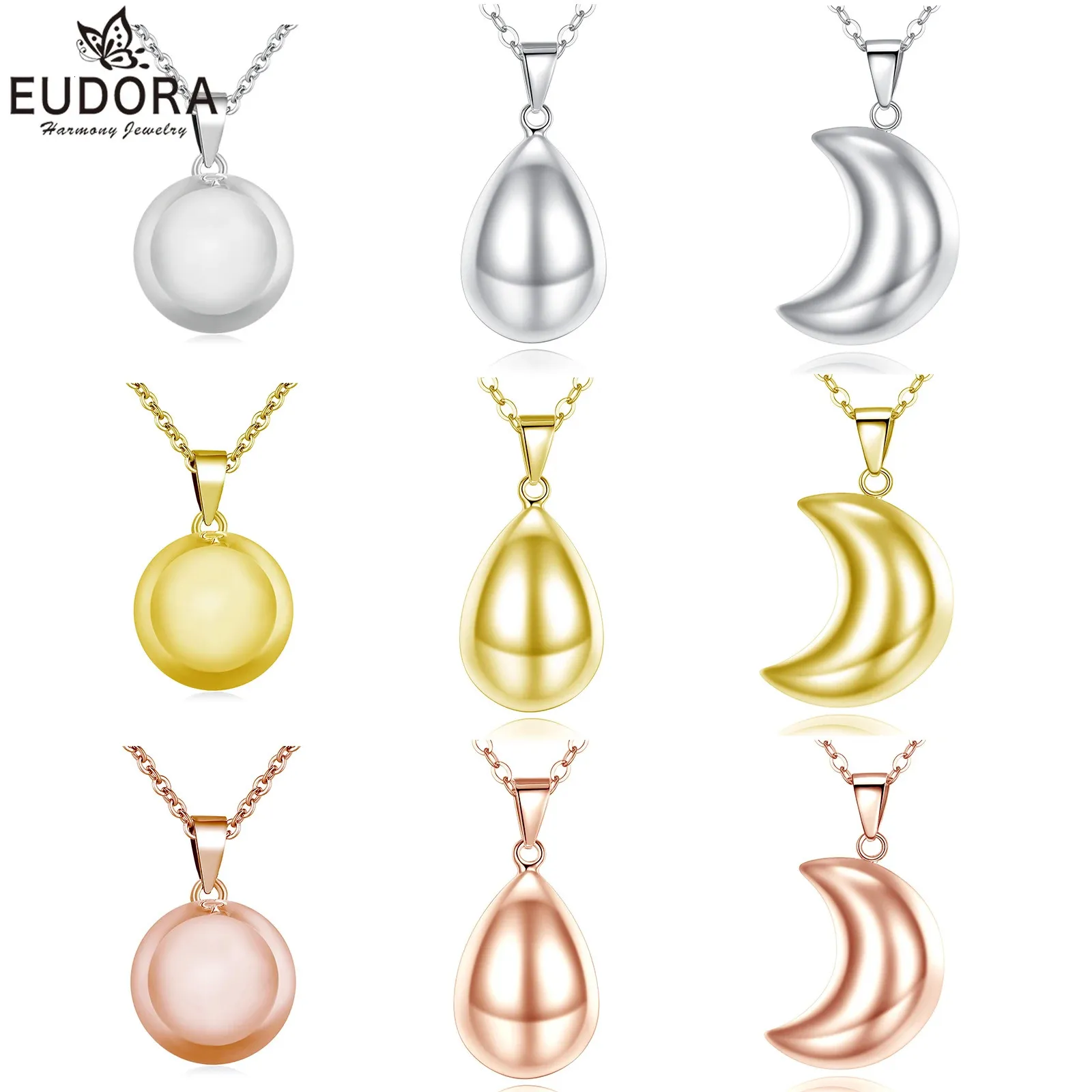 Eudora Harmony Ball Angel Caller Gravidanza Bola Collana con pendente Semplice Liscio Campana con campanello Gioielli per le donne Regalo per la festa della mamma 240329