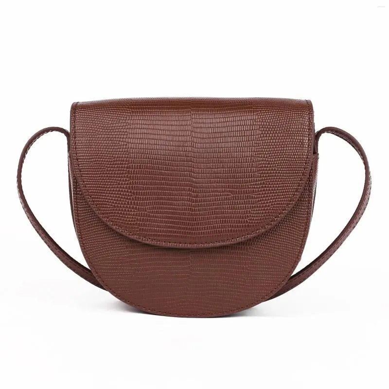 Bag Leather Handbags 2024 Messenger Horse Saddle Ladied Diagonal Shoulder Small Half Round