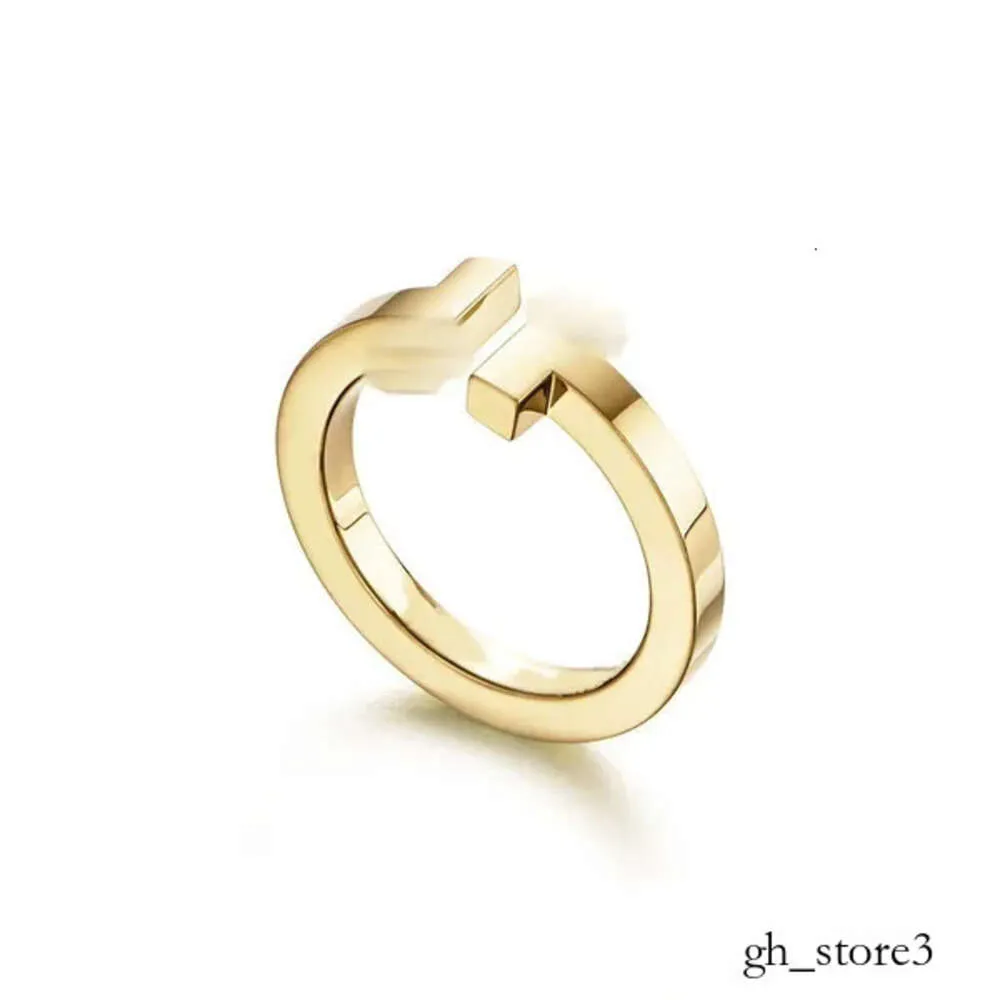 Tiffanyringly Designer Ring for Women Luxury Diamond Ring Mens Double T Open Love Ring Wedding Gold Ring Populära Fashion Classic Högkvalitativa smycken Blue Box 567