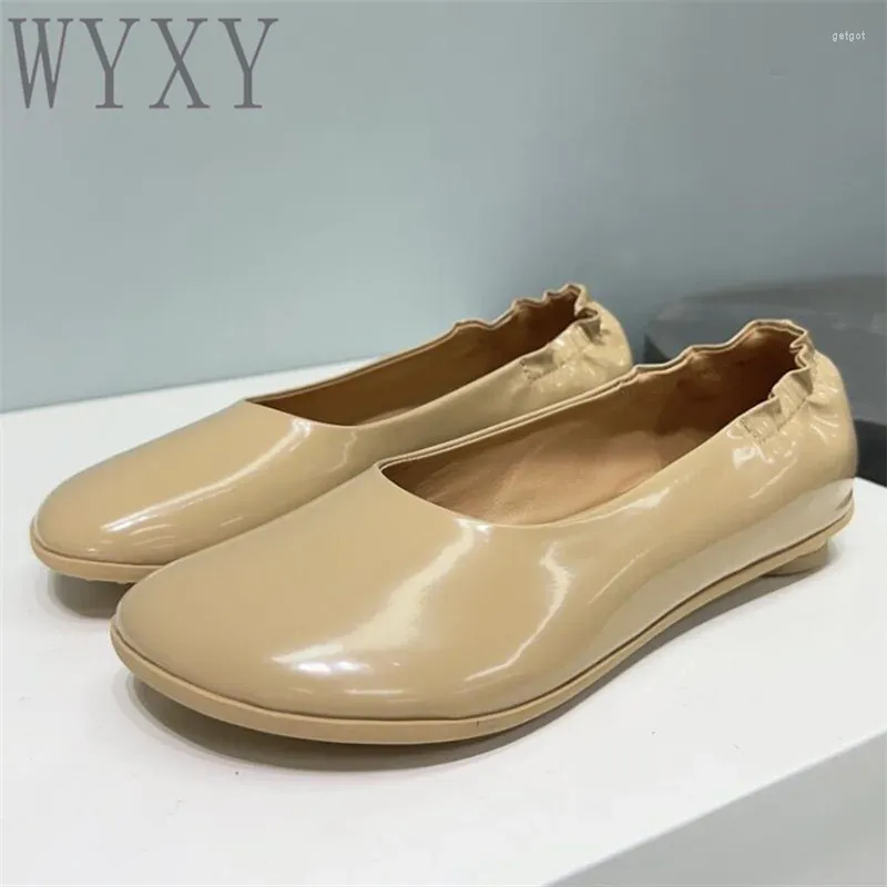 Casual Shoes Spring Round Toe Candy Color Women Real Leather Flat Granny Slip On Comfortable Walking Single Woman 2024